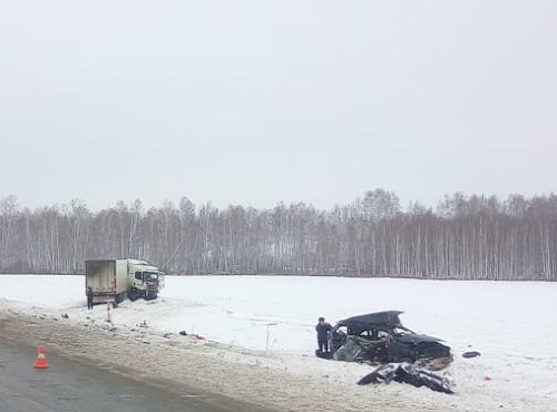 В Омской области столкнулись грузовик и легковушка, погибли двое