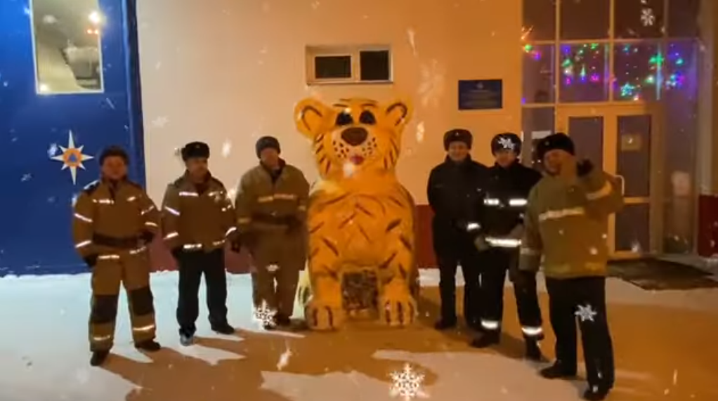 Возле омских пожарных частей появляются тигры