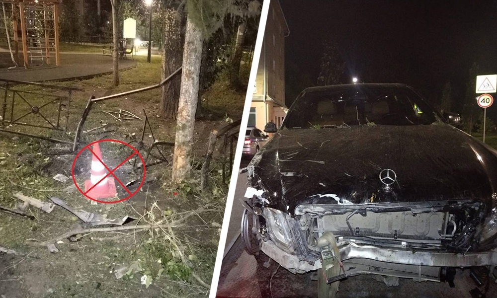 В Омске на бульваре Победы ограждение было повреждено в результате ДТП 