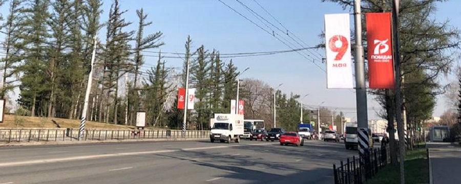 Омск начали украшать ко Дню Победы